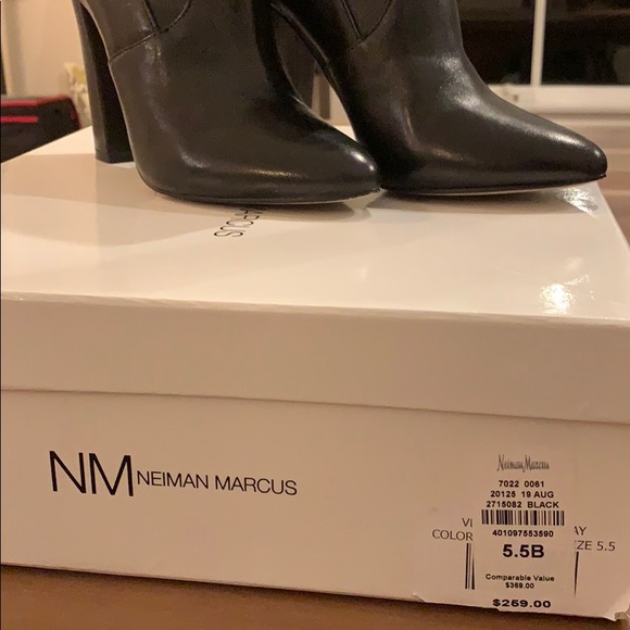 Black Leather Sock Bootie - Picture 2 of 7